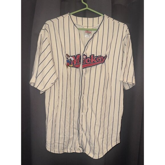 Disney Tops - Disney Mickey Mouse Cartoon Baseball Jersey Pinstripe Adult Xl